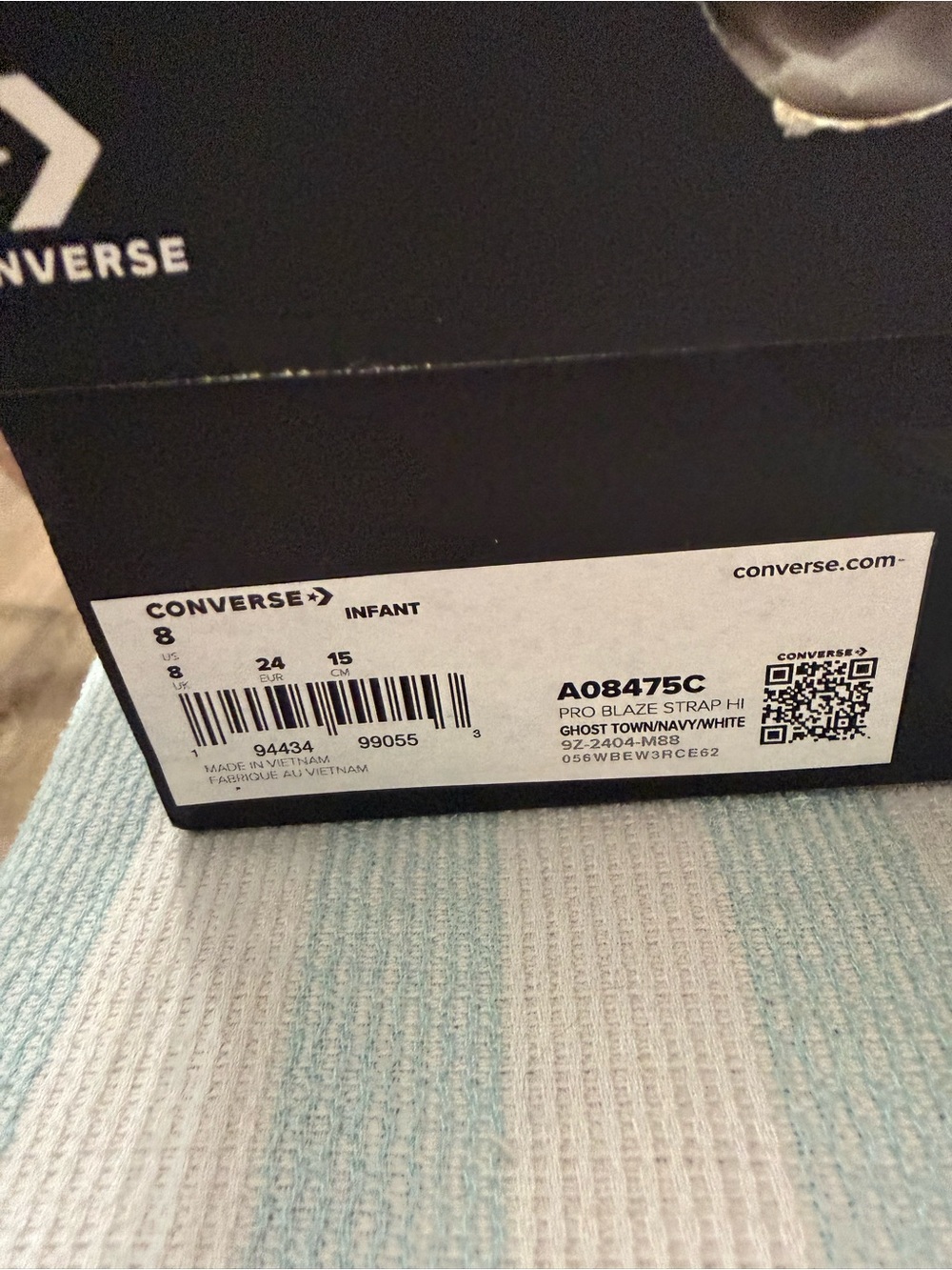 Converse Kids White & Navy High-Top Sneakers - Picture 3 of 8
